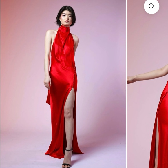 SAU LEE PENELOPE BACKLESS SATIN GOWN - Picture 3 of 4